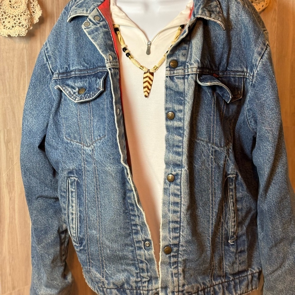 Key Imperial Denim Jacket with Red Plaid Lining Vintage